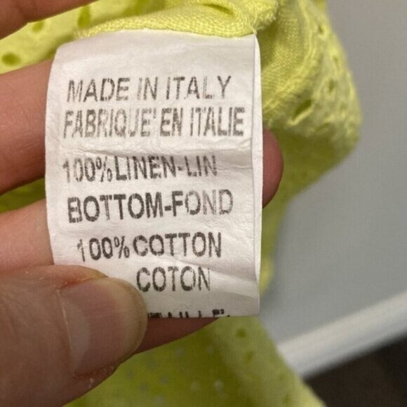 Via Signora Neon Yellow Linen Maxi Dress Medium fit - Picture 16 of 16